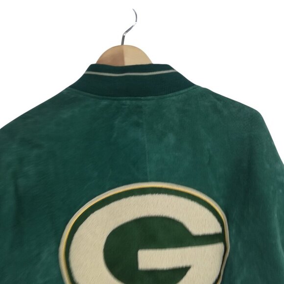 Vintage Green Bay Packers Logo Athletic Suede Leather Bomber Jacket Size XL NFL - Picture 11 of 15